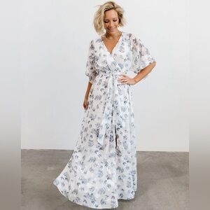 New Baltic Born Cream Floral Maxi Dress - Size Small